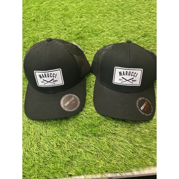 Lot Of 2 Marucci Crossed Bat Patch Trucker Black Youth Adjustable Baseball Hat - Picture 1 of 6